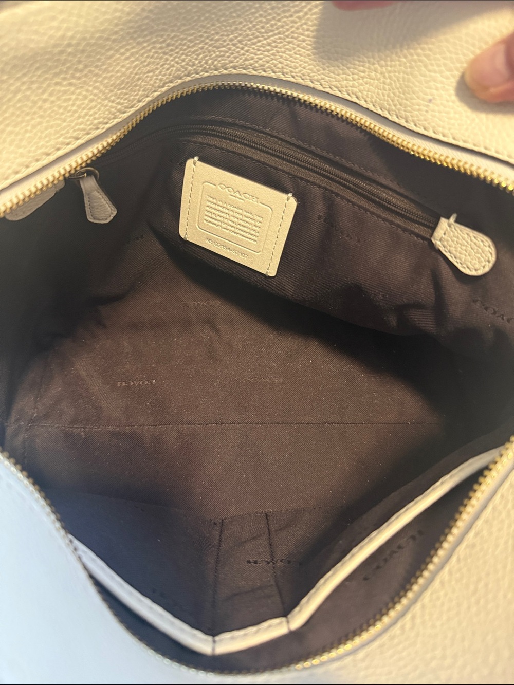 Coach Pebbled Leather Tote in Light Beige with Gold Hardware - Picture 2 of 5